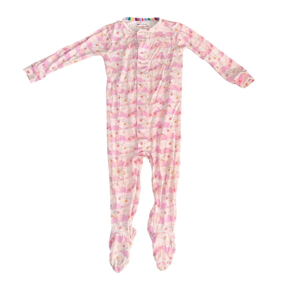 Magnetic Me Footie Sleeper Baby 9-12M Pink Mountain Gondola Good Modal
